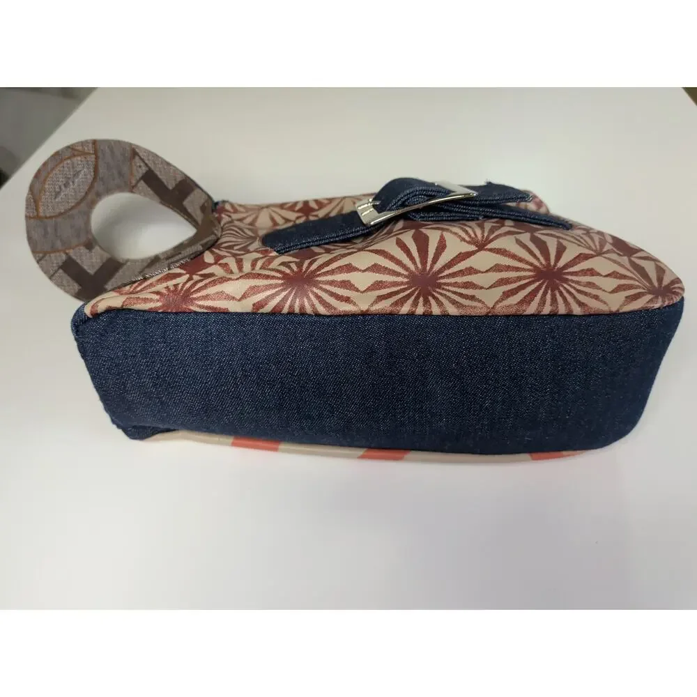 Vintage Y2K Custo Barcelona Graphic Art Leather Denim Handbag
